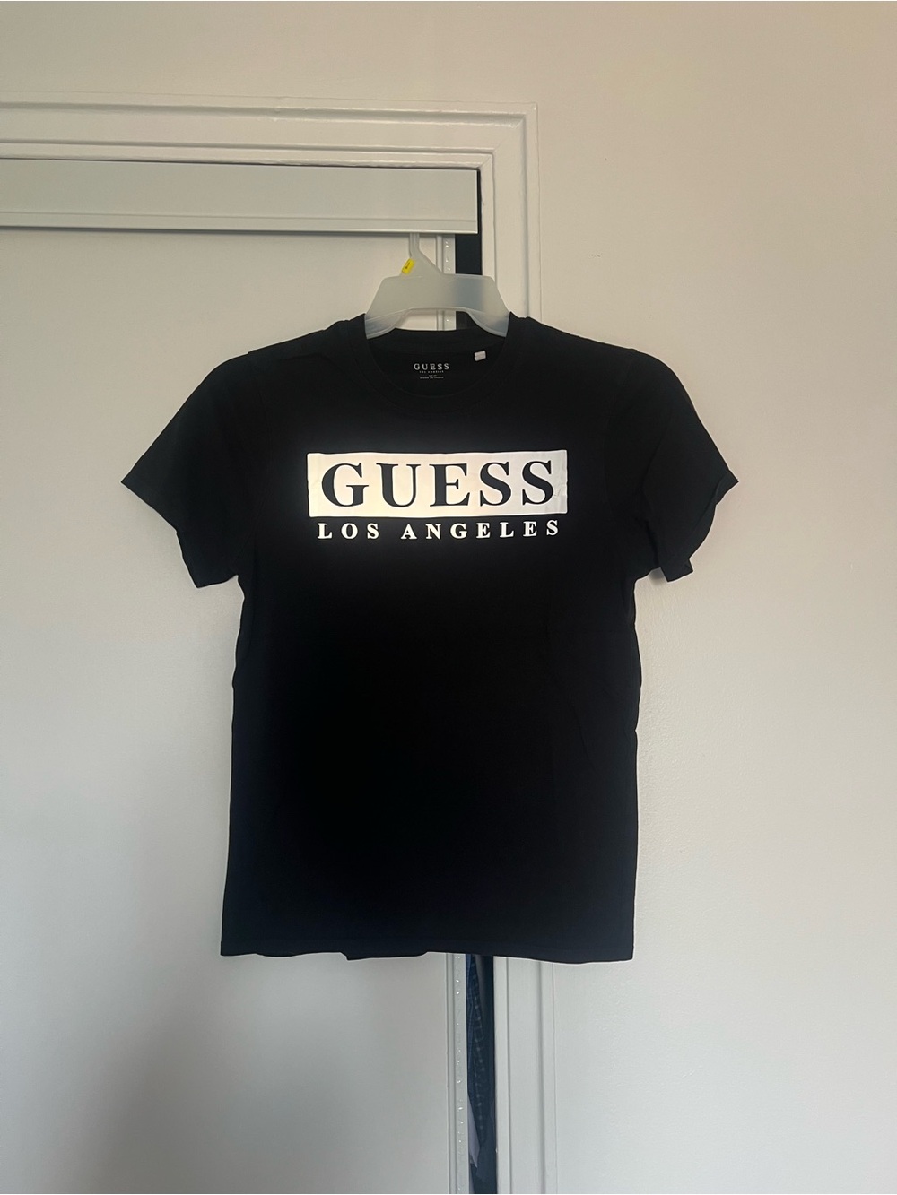 GUESS Black Tee with Silver 'GUESS Los Angeles' Logo